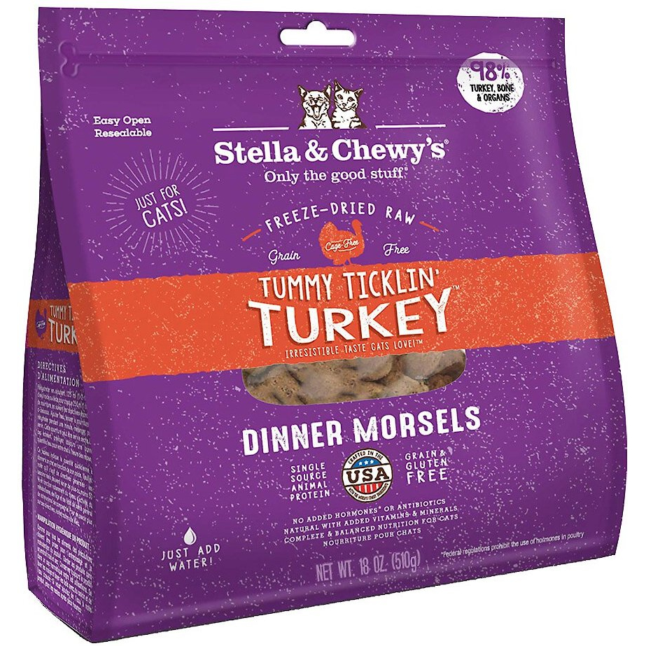 Stella & Chewy's Tummy Ticklin' Turkey Dinner Morsels Freeze-Dried Raw Cat Food