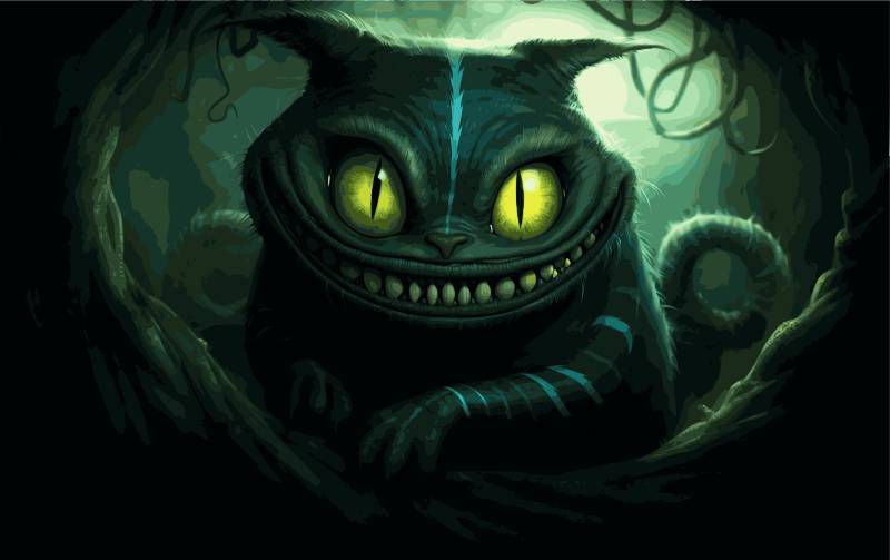 Black scary shadows and the face of a cheshire cat