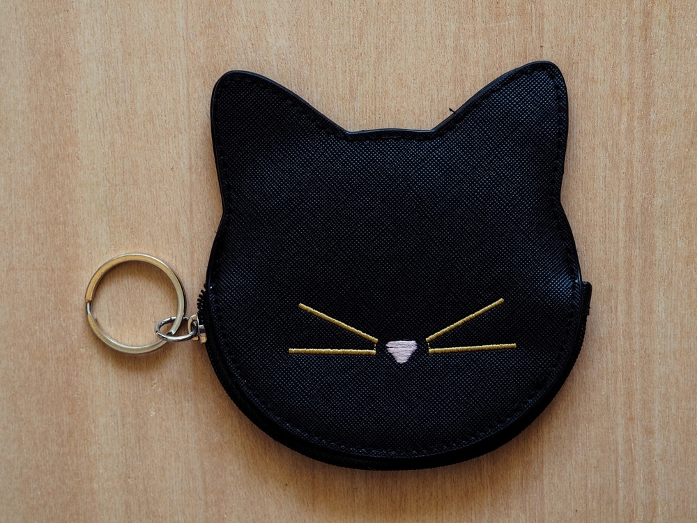 black cat coin purse