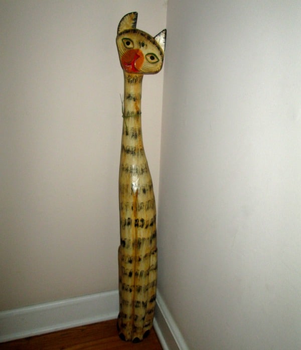 green cat statue