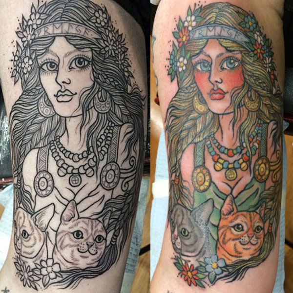 Here's my gorgeous tattoo of Freyja by Hanna. (Photo courtesy Kezia Willingham)