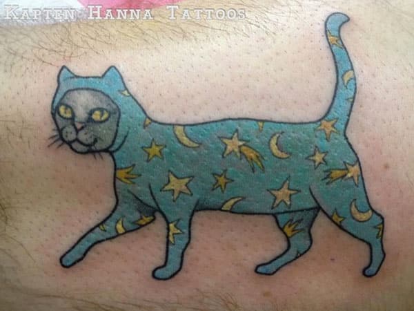 Cat's pajamas tattoo by Kapten Hanna. (Photo courtesy Kapten Hanna's Instagram)