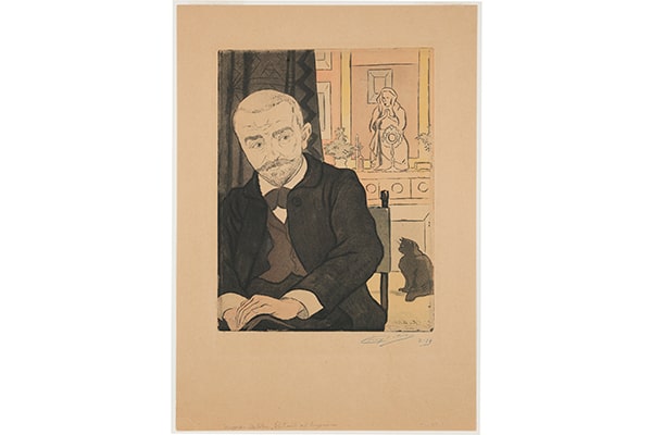 Eugene Delatre, Portrait of Huysmans, From L’Estampe Originale, Album V1, 1984; Color Etching on Paper, Collection Zimmerli Art Museum at Rutgers; Museum Purchase. Photography by Peter Jacobs, courtesy DelatreZimmerli.