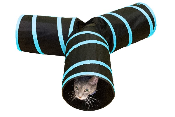 Tunnel of Fun, Collapsible 3-way Cat Tunnel Toy with Crinkle, Purrfect Feline ($11.99).