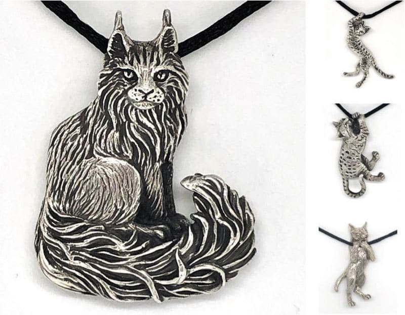 Sterling Silver Cat Pendants