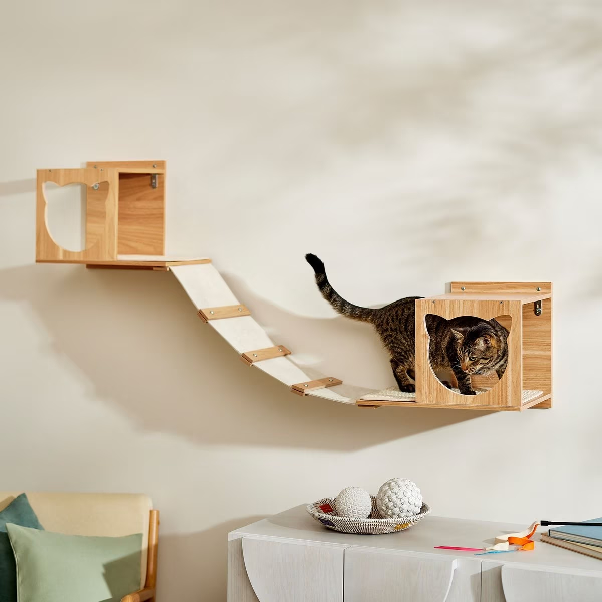 Frisco Cat Silhouette with Bridge Wall Mounted Cat Wall Shelves new