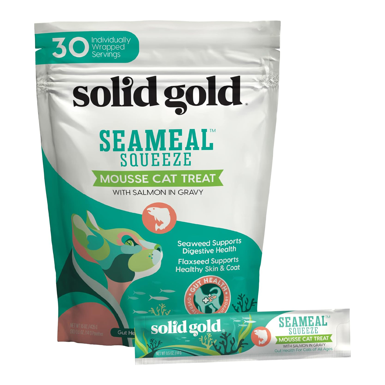Solid Gold Lickable Cat Treats - Salmon SeaMeal Squeeze