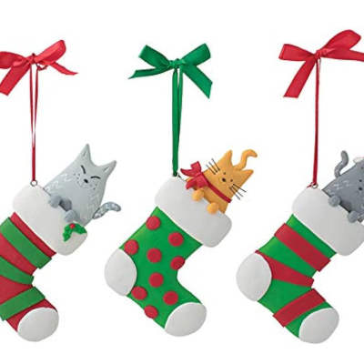 Set of Three Adorable Cats in Stockings