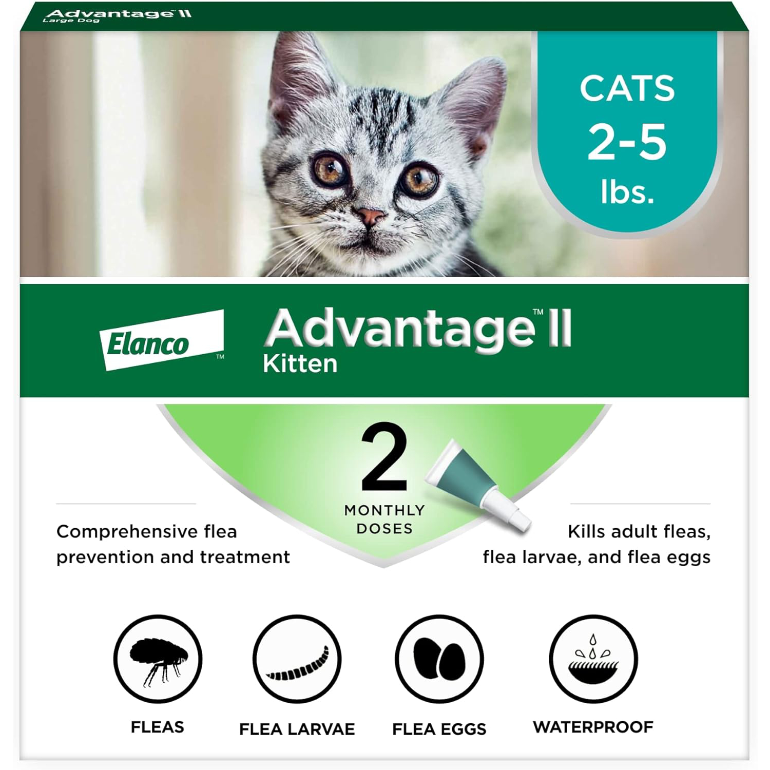 Advantage II Kitten Vet-Recommended Flea Treatment & Prevention _ Cats 2-5 lbs. _ 2-Month Supply new