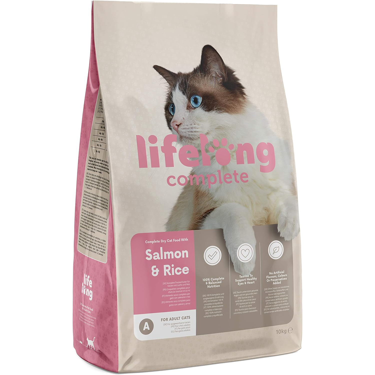 Amazon Brand - Lifelong - Complete Dry Cat Food with Salmon & Rice for Adult Cats