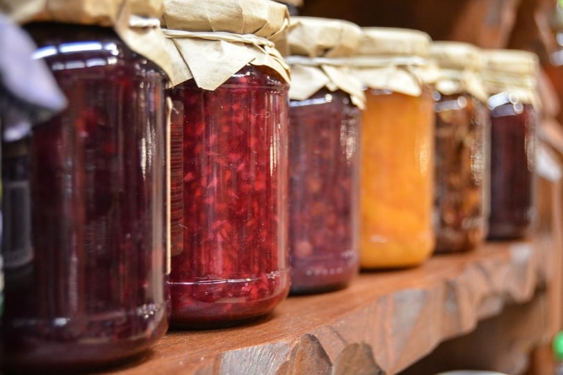 Assorted jelly in jars