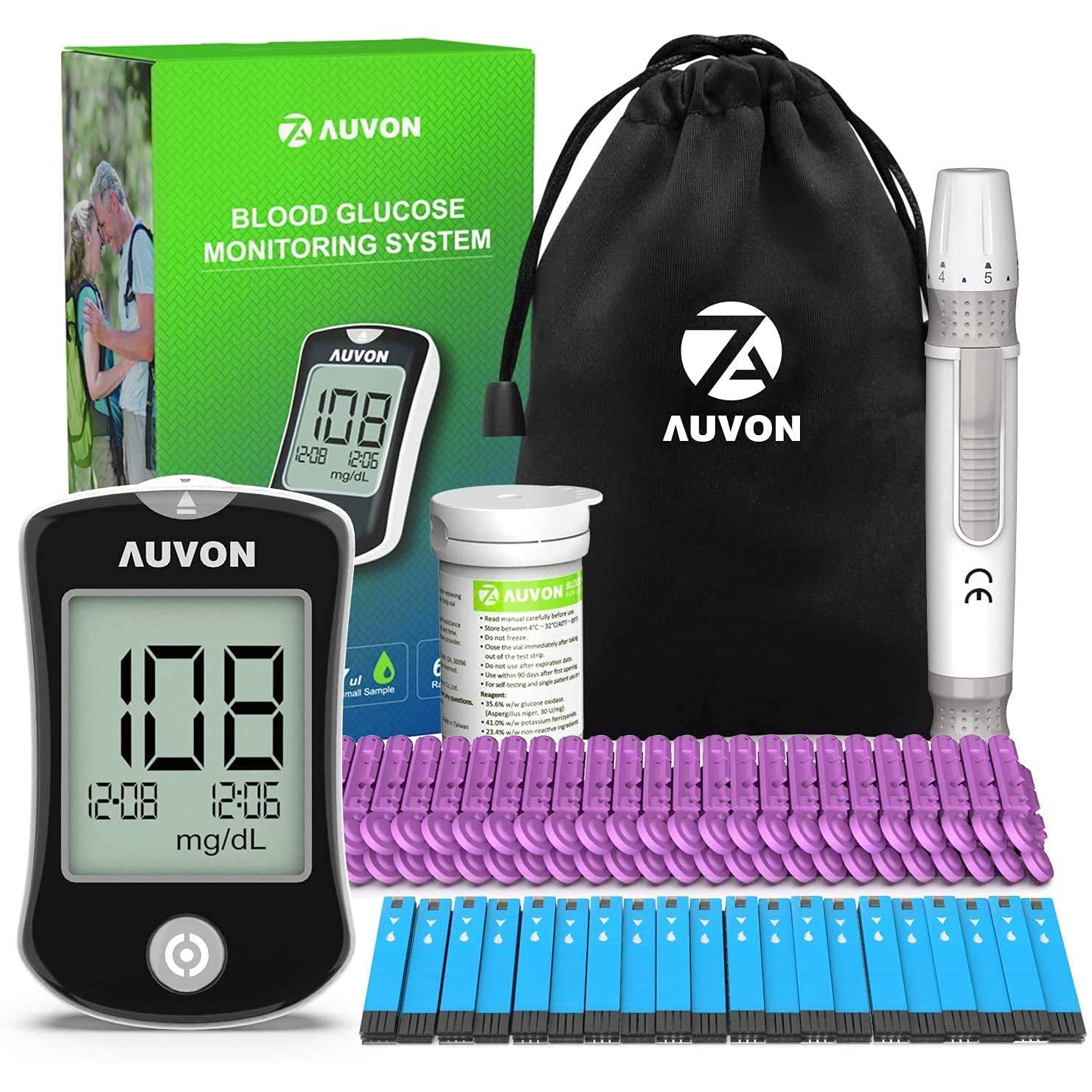 Auvon Glucose Monitor Blood Sugar Test Kit