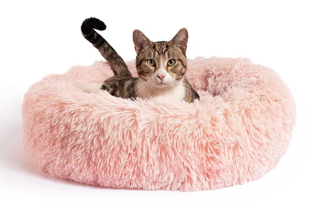 Best Friends by Sheri Original Calming Shag Fur Donut Cuddler Cat Bed