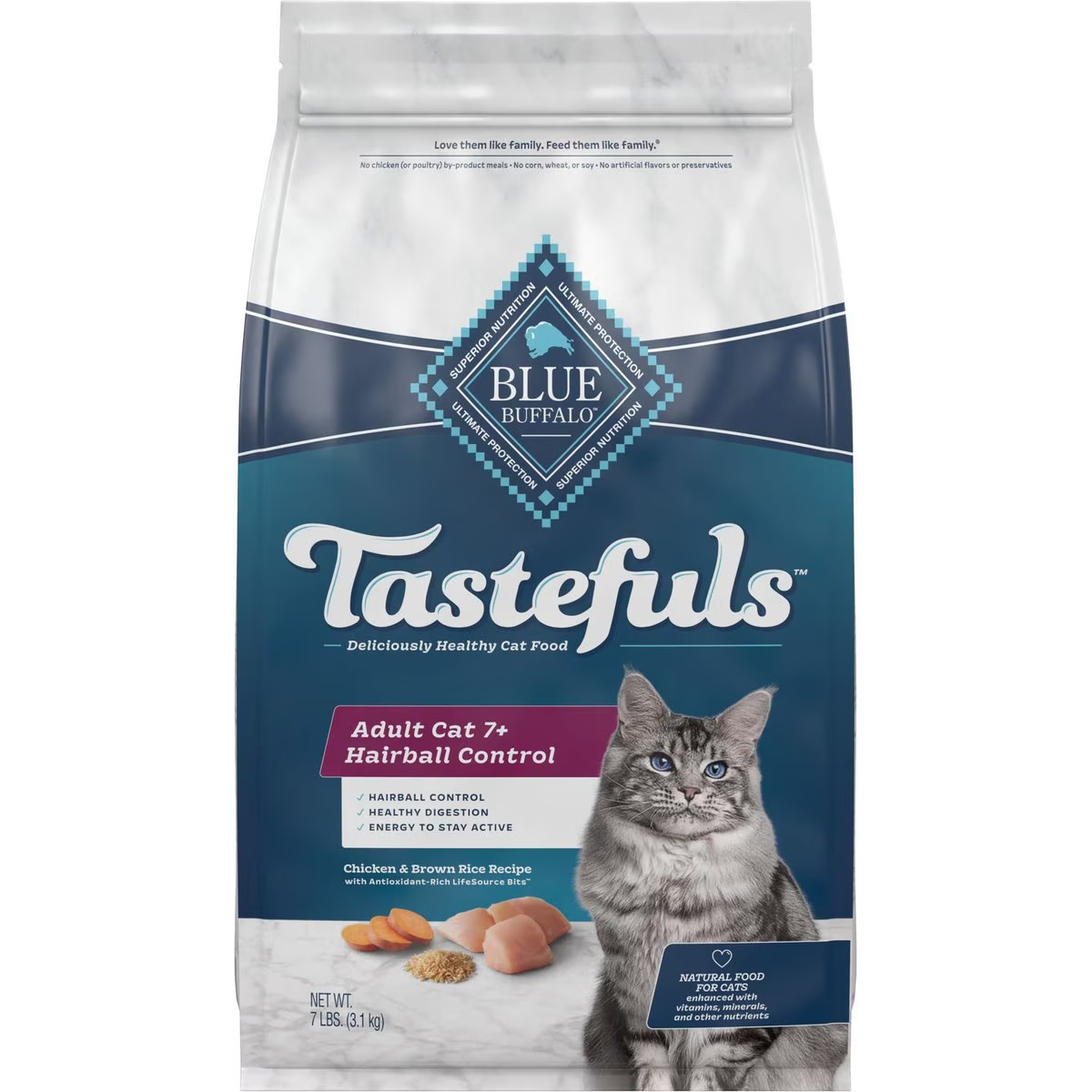 Blue Buffalo Tastefuls Hairball Control Natural Chicken & Brown Rice Recipe Adult 7+ Dry Cat Food