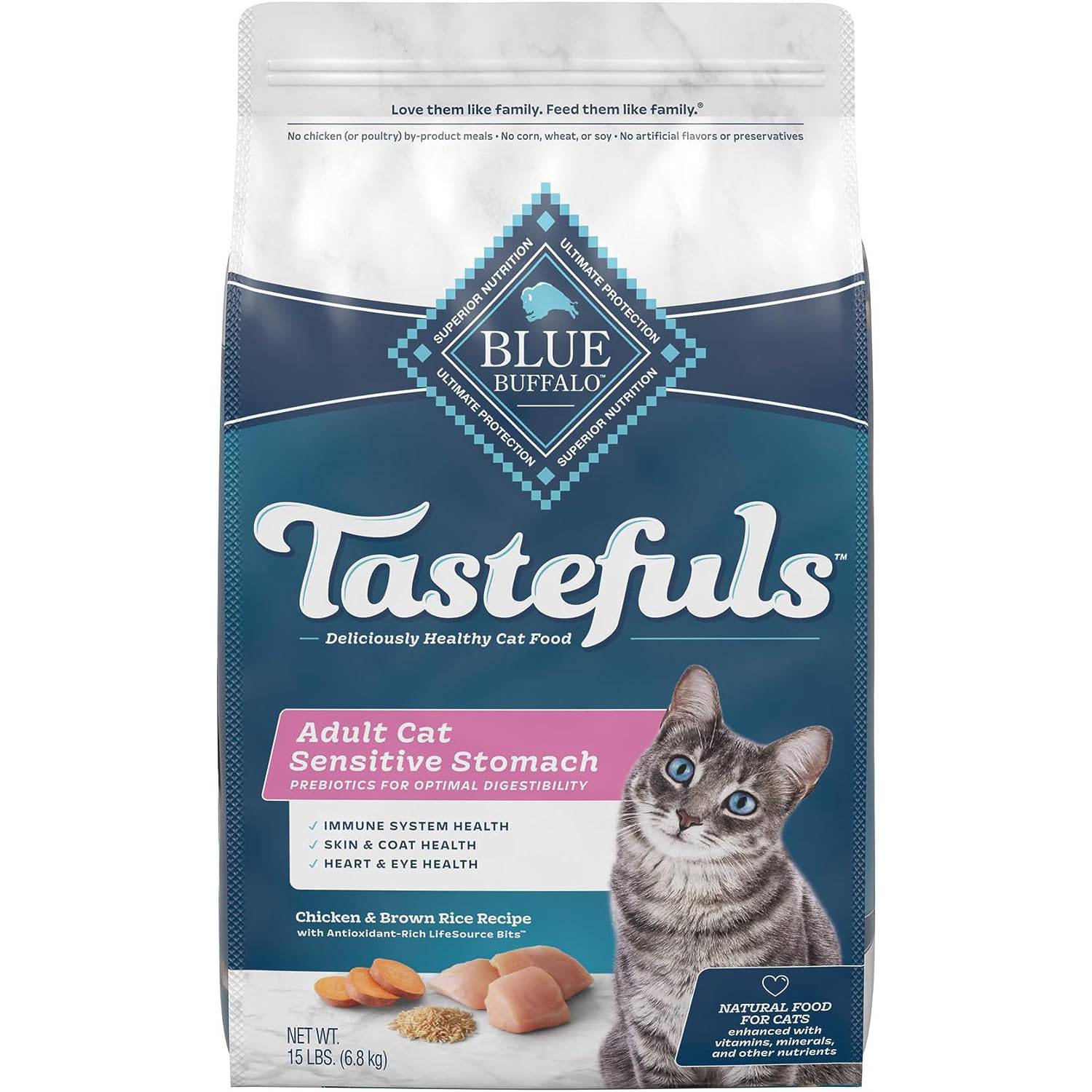 Blue Buffalo Tastefuls Sensitive Stomach Natural Adult Dry Cat Food, Chicken