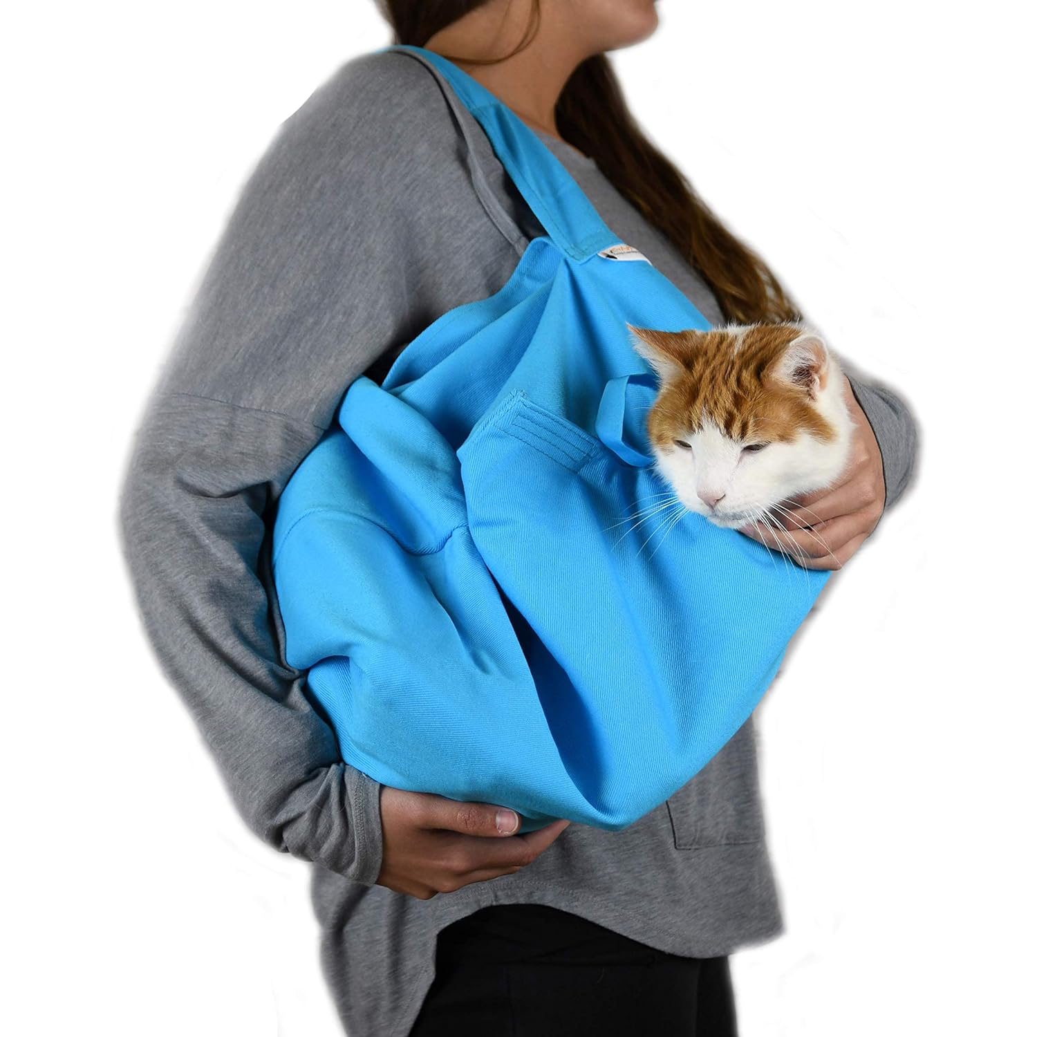 Carrier - Large Light Blue Cat Carrier and Cat Restraint Bag for Medication Administration, Grooming, Vet Visits, Dental Care, and Nail Trimming new