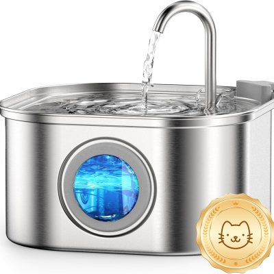 Casfuy Water Level Window Stainless Steel Fountain