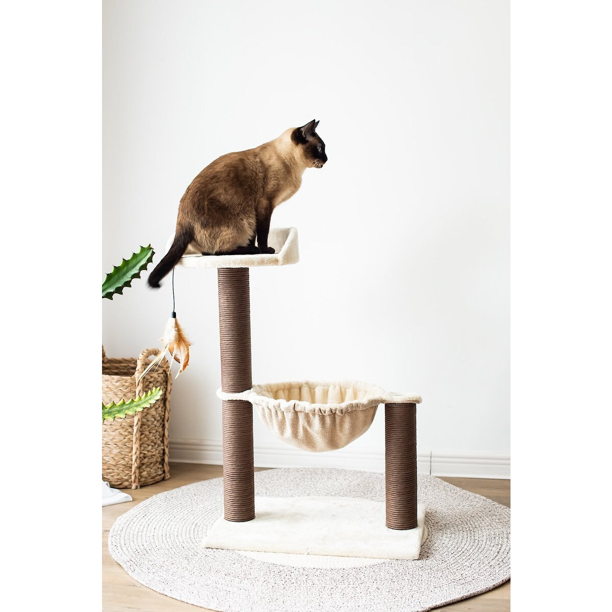 Catry 28 in Cozy Cat Tree with Hammock & Paper Rope Scratching New