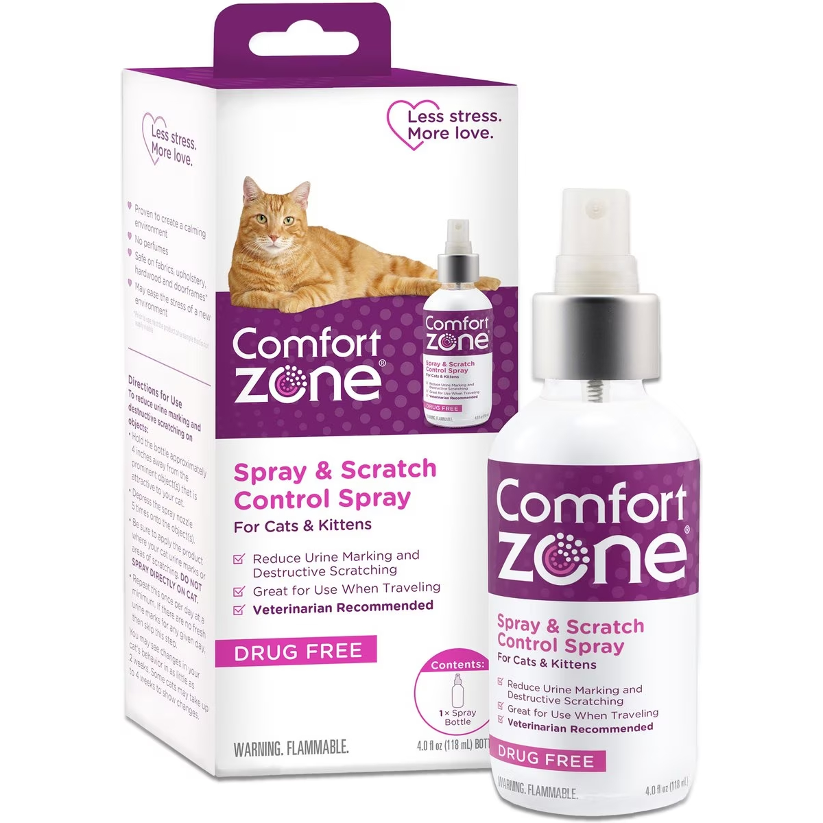 Comfort Zone Spray & Scratch Control Calming Spray for Cats New