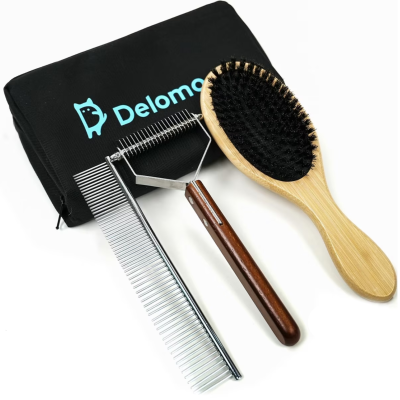 Delomo Undercoat Rake & Bristle Brush Set