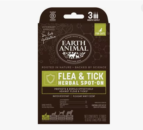 Earth Animal Apothecary Natural Flea & Tick Herbal Spot Treatment for Cats