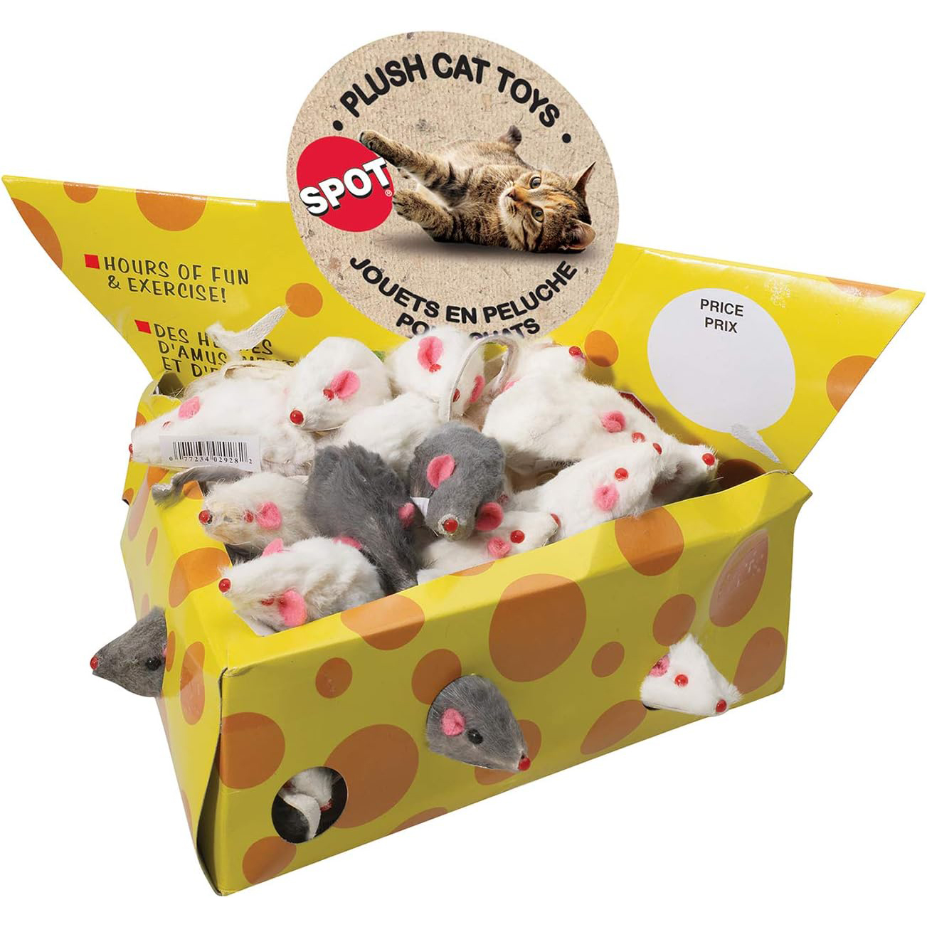 Ethical Pet Products (Spot) CSO2928BX 60-Pack Plush Mice Cheese Wedge Shape Cat Toy