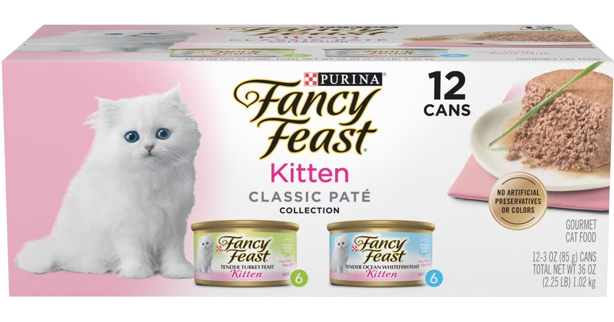 Fancy Feast Kitten Classic Pate Collection Turkey & Whitefish Variety Pack Grain-Free Wet Cat Food
