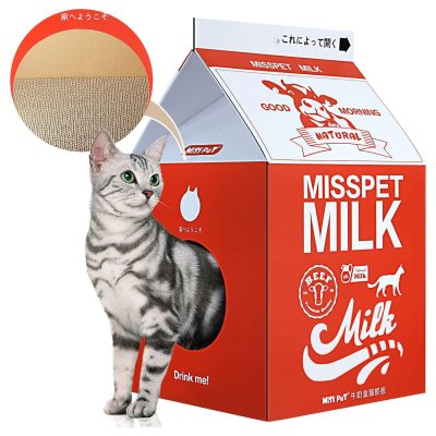 Cat Condo Scratcher Post Cardboard Milk Box Shape