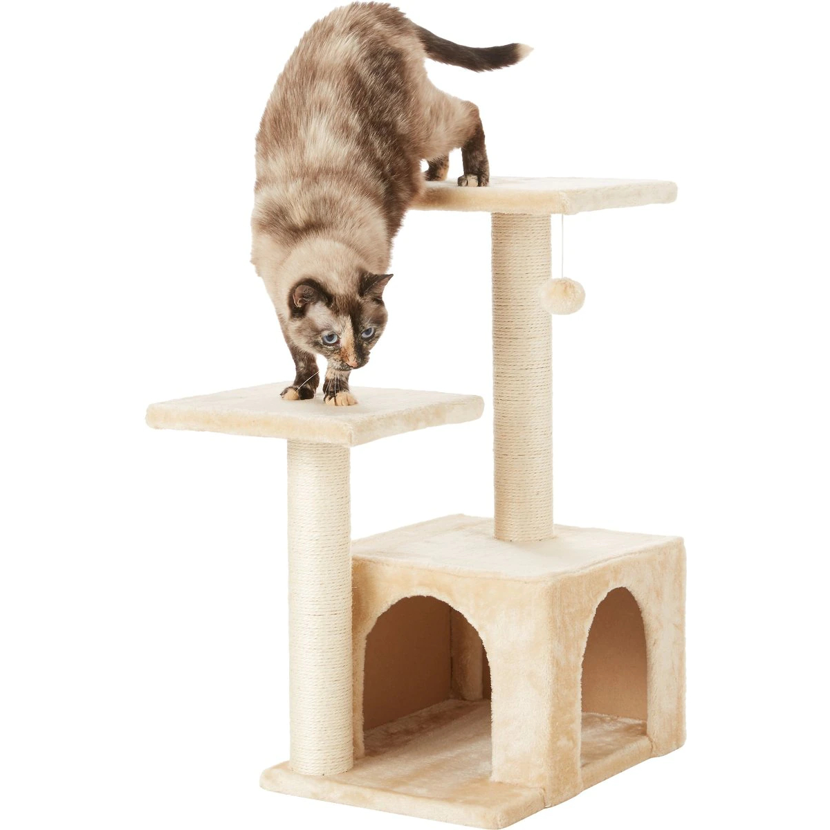 Frisco 28-in Faux Fur Cat Tree & Condo, Cream new