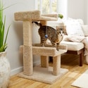 Frisco 32-Inch Real Carpet Wooden Cat Tree With Toy