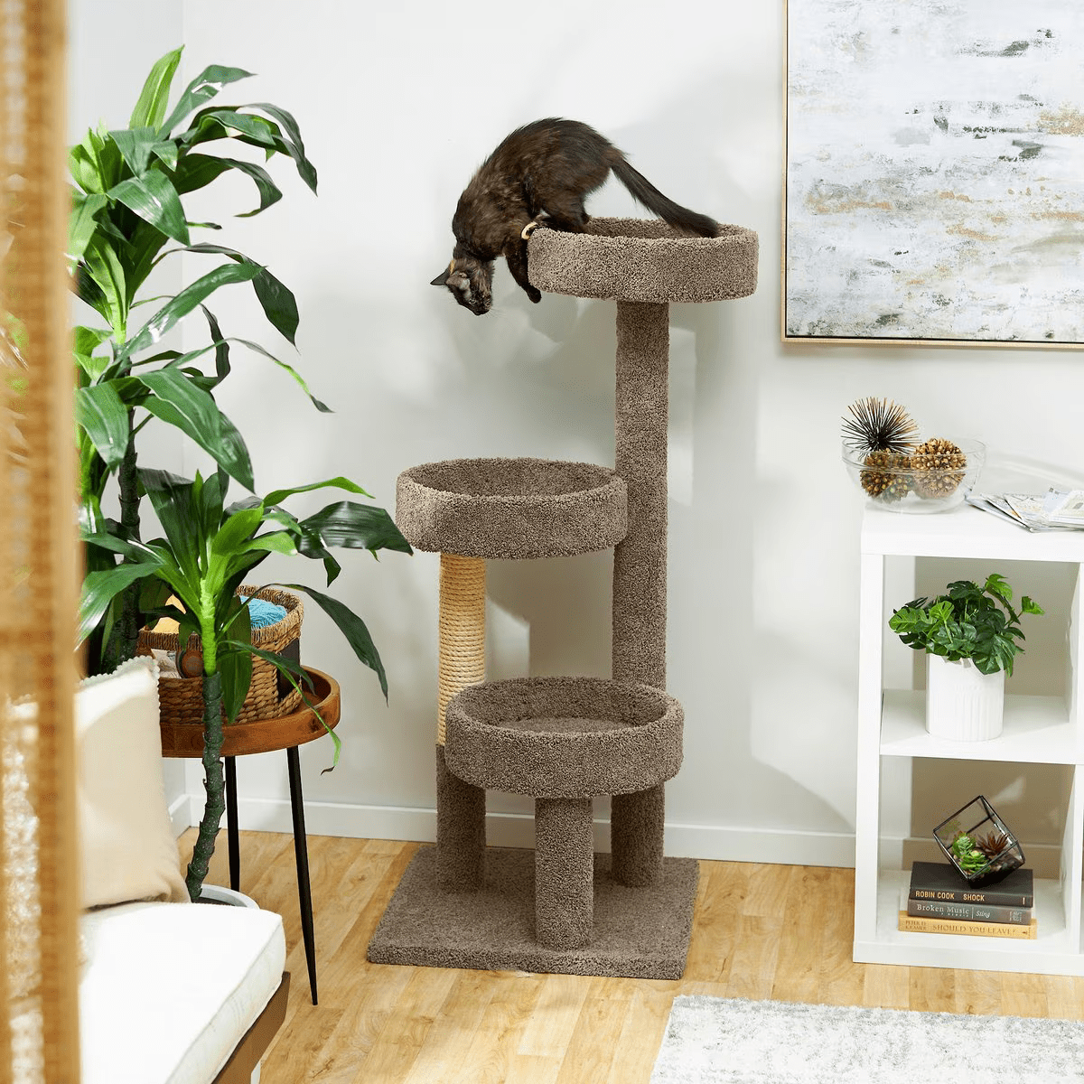 Frisco 50-in Real Carpet Wooden Cat Tree