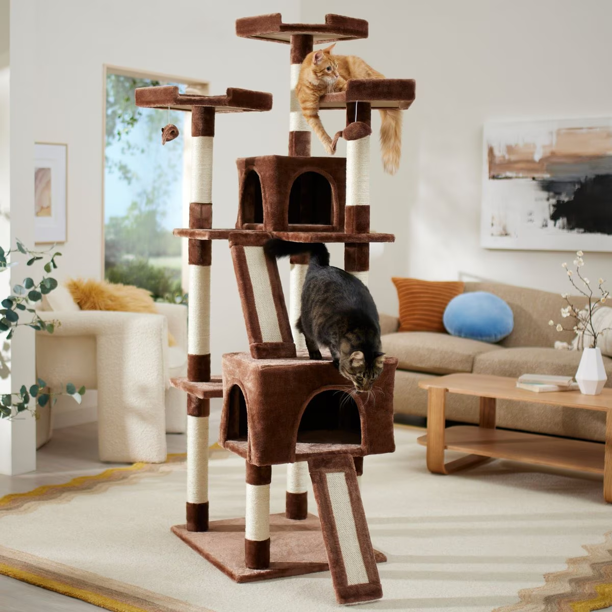 Frisco 72-in Faux Fur Cat Tree & Condo New