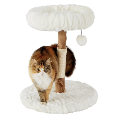 Frisco Natural Wood Modern Cat Tree with Toy