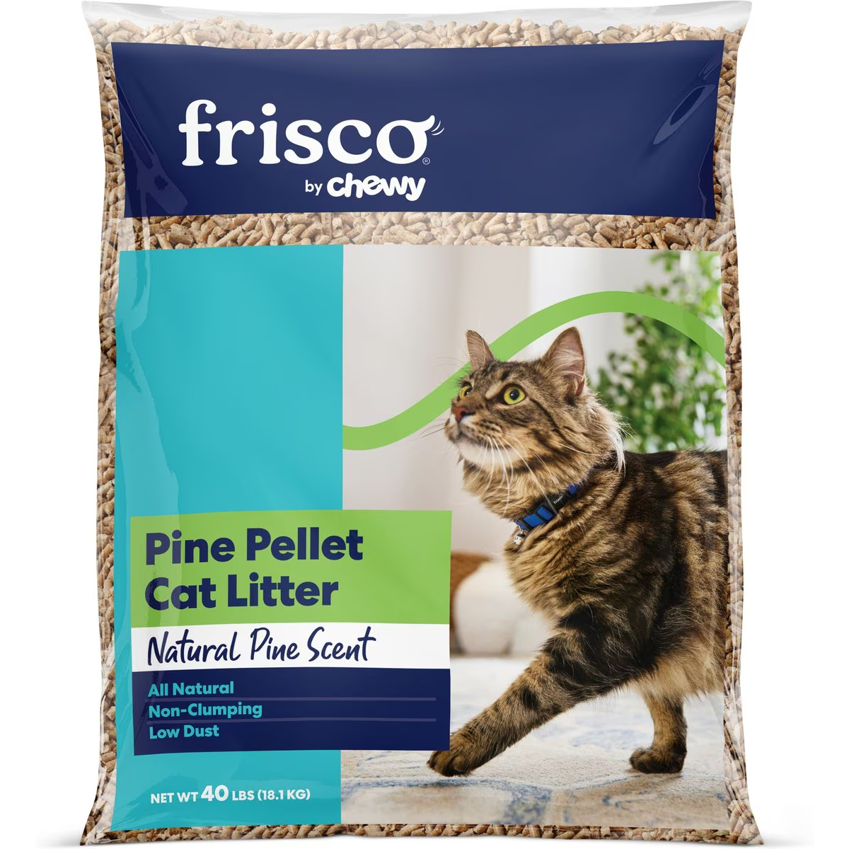 Frisco Pine Pellet Unscented Non-Clumping Wood Cat Litter, 40-lb bag New