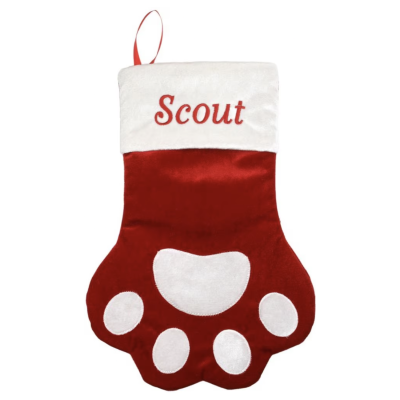 Frisco Sherpa Plaid Paw Holiday Personalized Stocking