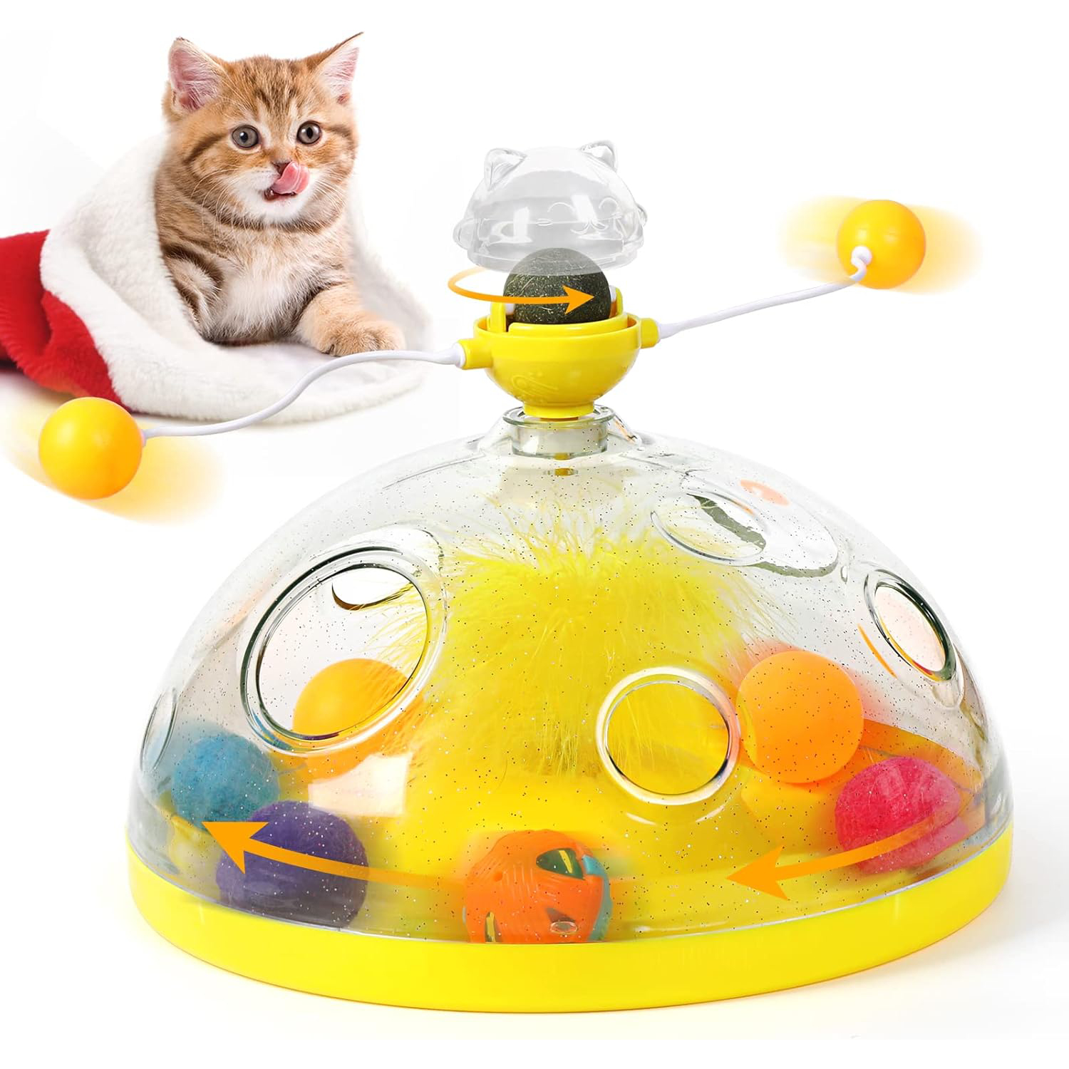 HOPET Interactive Cat Toy for Indoor Cats, Catnip Balls Roller Tracks Exercise Balls Teaser New