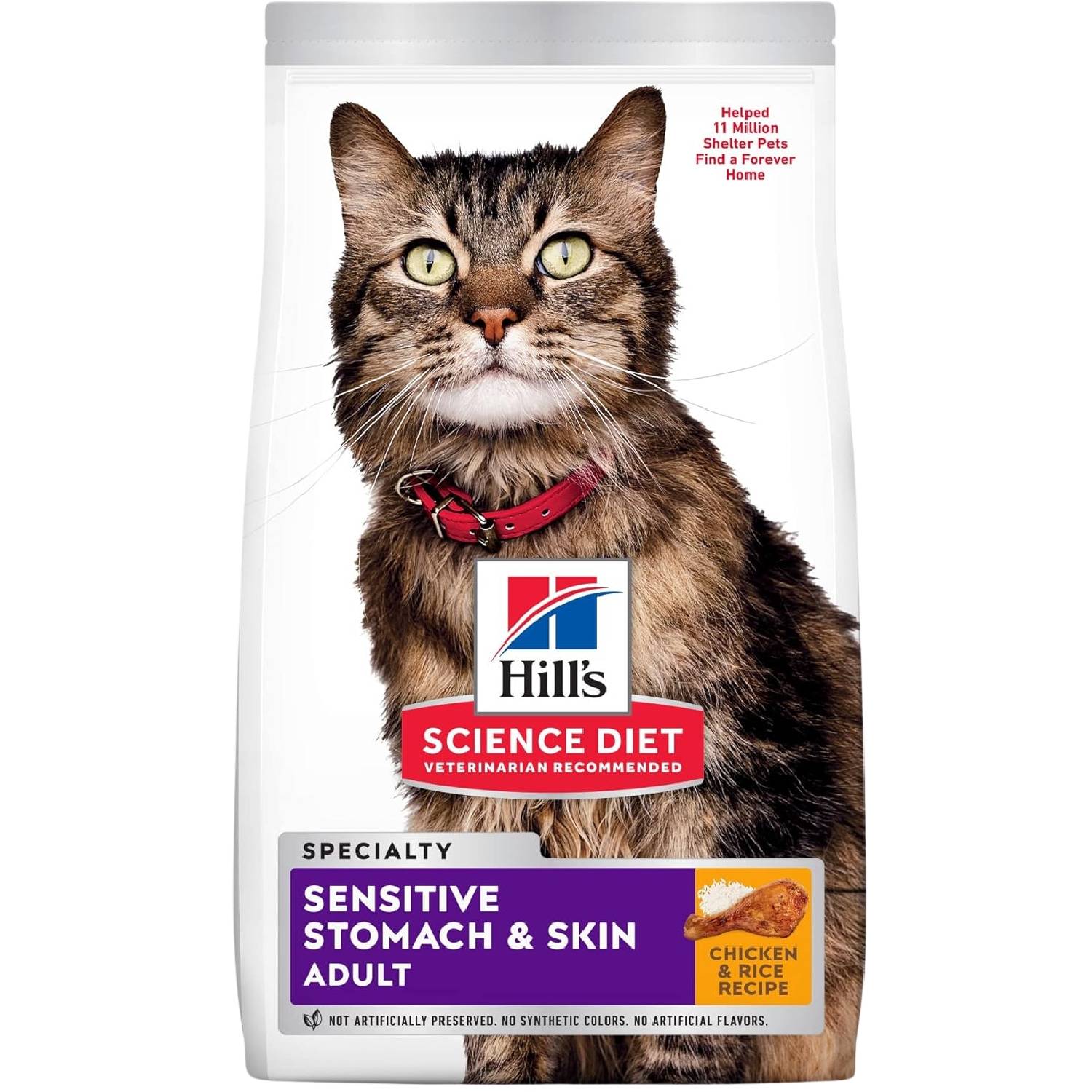 Hill's Science Diet Dry Cat Food, Adult, Sensitive Stomach & Skin, Chicken & Rice Recipe