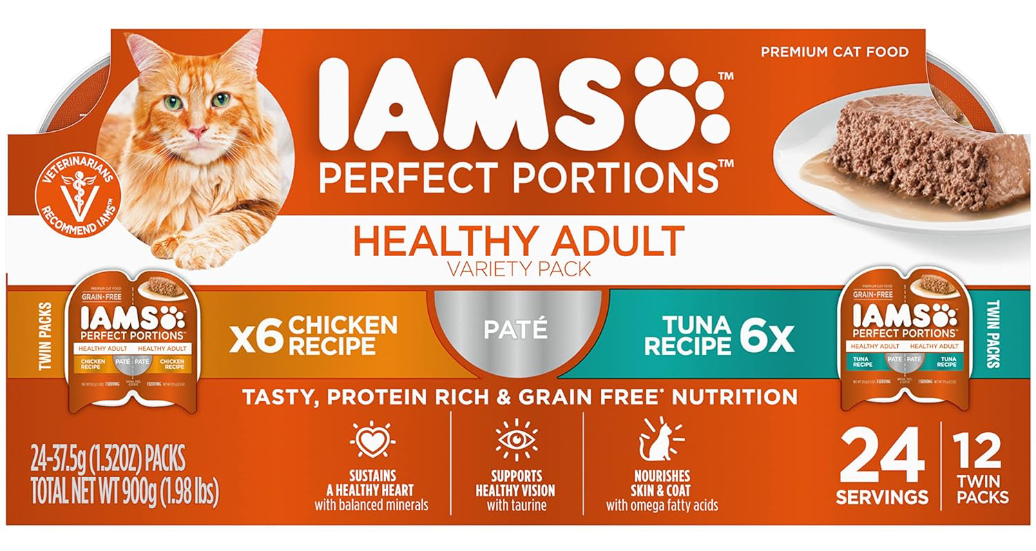 IAMS Perfect Portions Healthy Adult Wet Cat Food with Chicken and Tuna Recipe Variety Pack