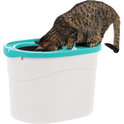 IRIS Large Round Top Entry Cat Litter Box & Scoop