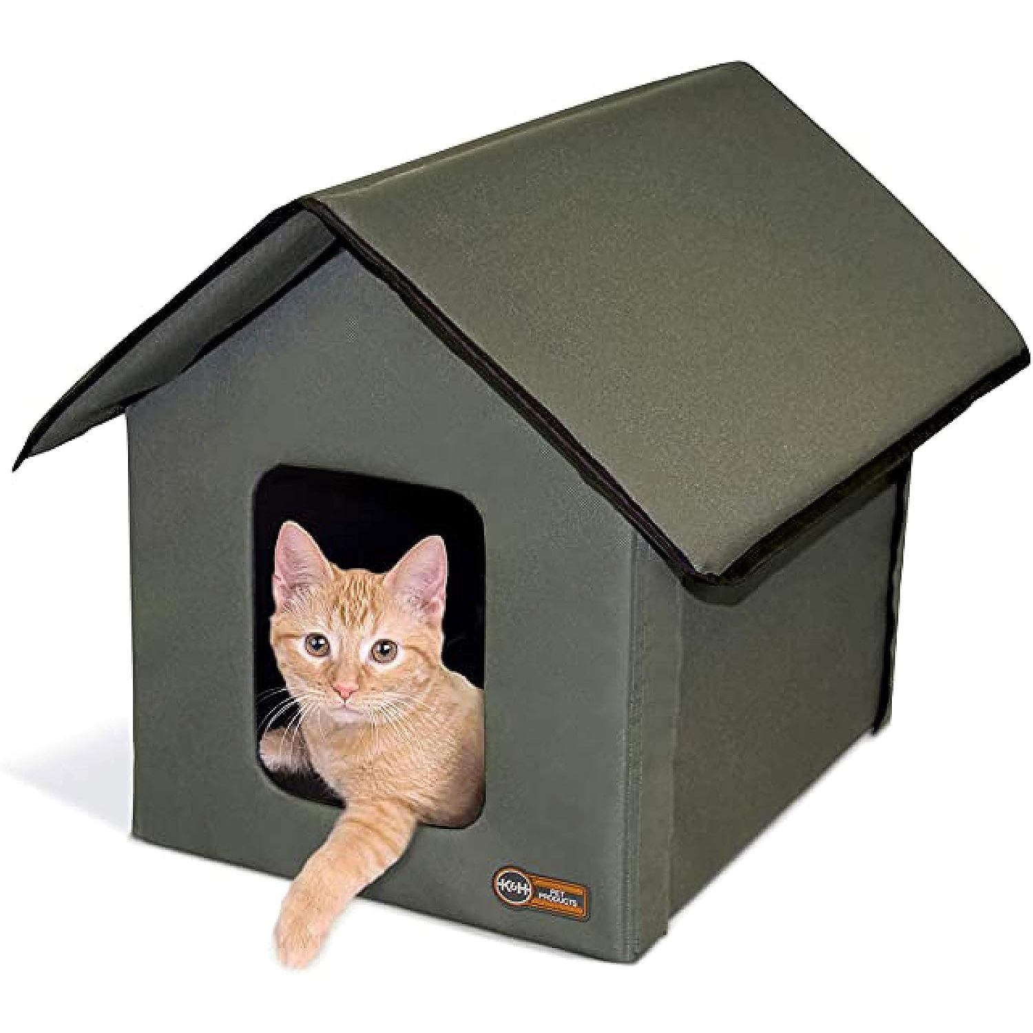 K&H Pet Products Outdoor Kitty House, Outdoor Cat House for Outside Community Cats, Strays, and Ferals, Insulated Shelter, Cold Weather House for Winter, 19 X 22 X 17 Inches (Unheated) Olive new