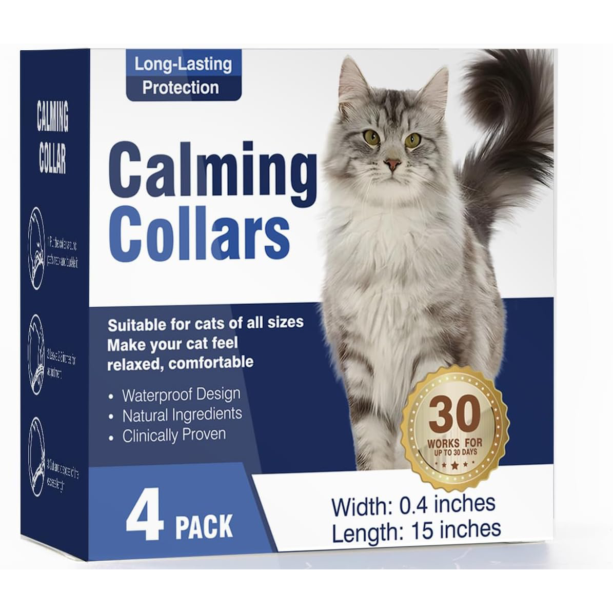 LIWENQI Calming Collar for Cats 4 Pack Cat Calming Collar Calming Cat Collar Relieve Stress and Anxiety
