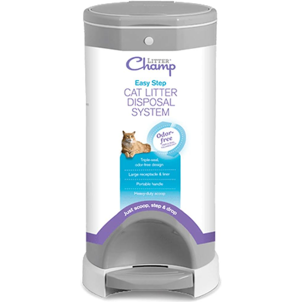 Litter Champ Premium Odor-Free plastic Cat Litter Disposal System,4 gallon, Gray new 1000