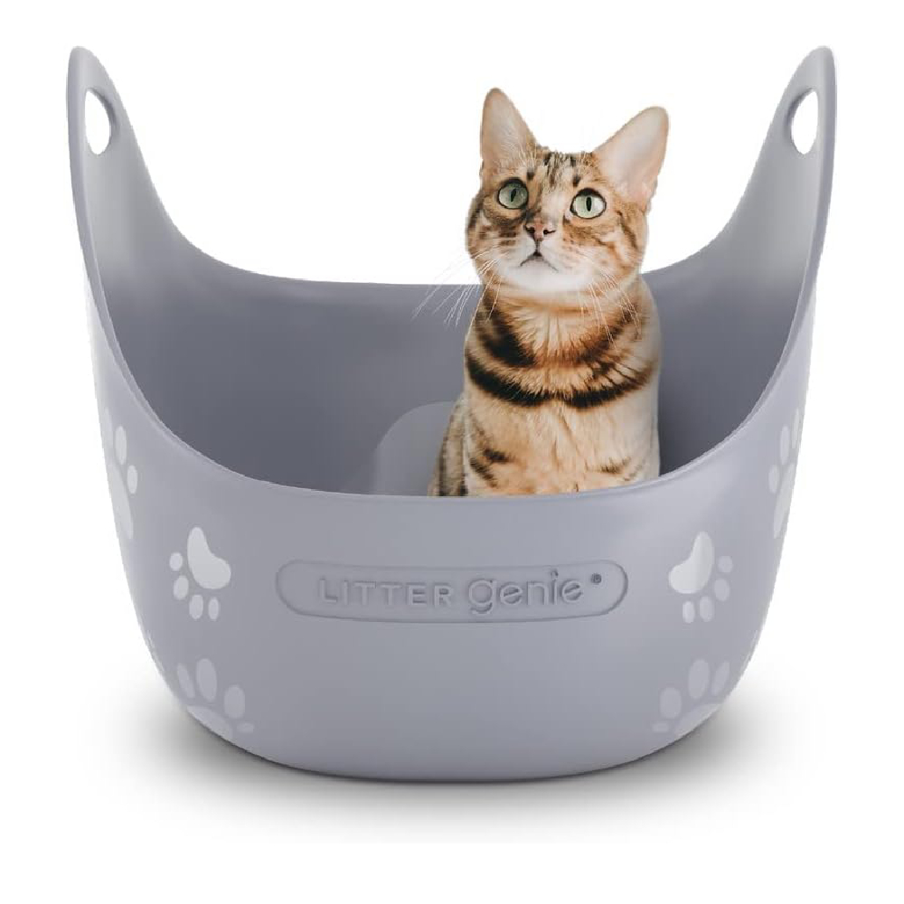 Litter Genie Cat Litter Box _ Made with Flexible, Soft Plastic _ Features High-Walls and Handles for Privacy and Portability New 1000