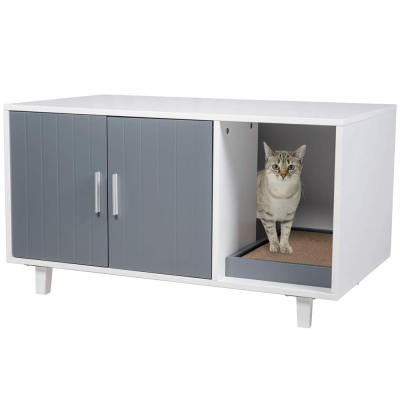 Modern Wood Pet Crate Cat Washroom Hidden Litter Box Enclosure