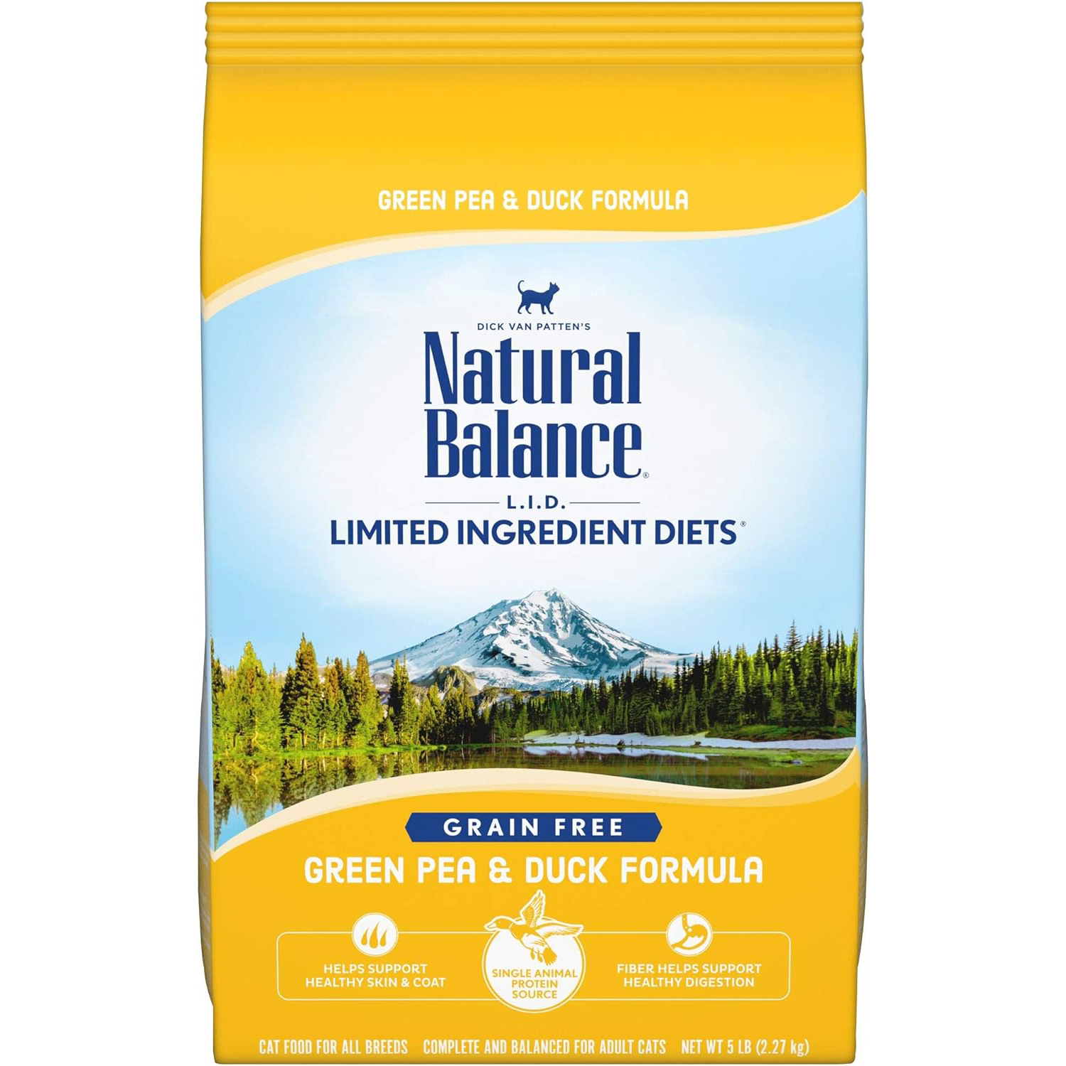 Natural Balance Limited Ingredient Diets Green Pea & Duck Formula Dry Cat Food, 5 lbs. New