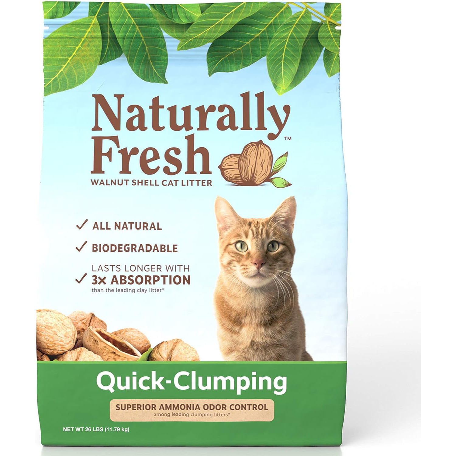 Naturally Fresh Cat Litter - Walnut-Based Quick-Clumping Kitty Litter, Unscented , 26 lb (23001) new