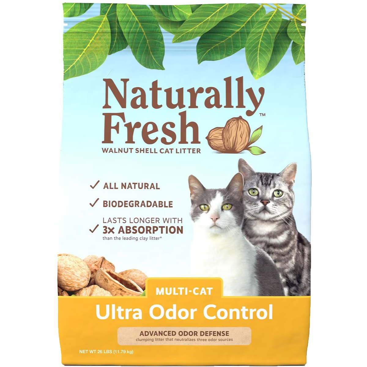 Naturally Fresh Multi-Cat Fresh Unscented Clumping Walnut Cat Litter New