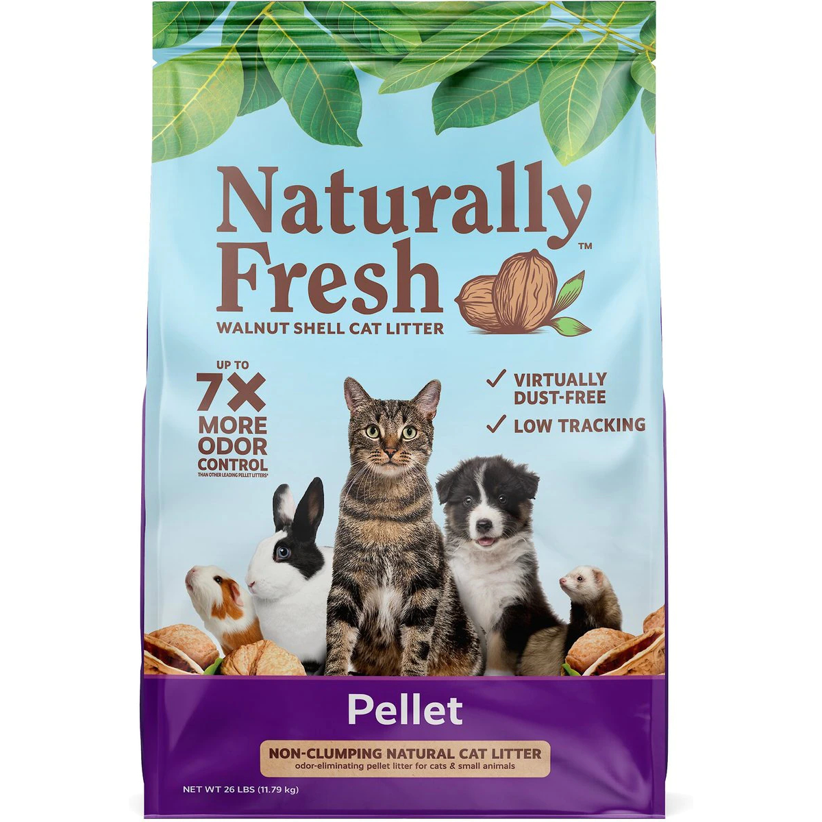 Naturally Fresh Pellet Unscented Non-Clumping Walnut Cat Litter New