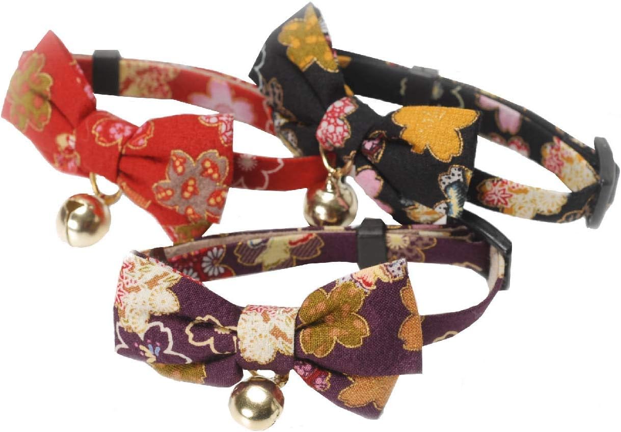 Necoichi Japanese Kimono Style Bow Tie Cat Collar