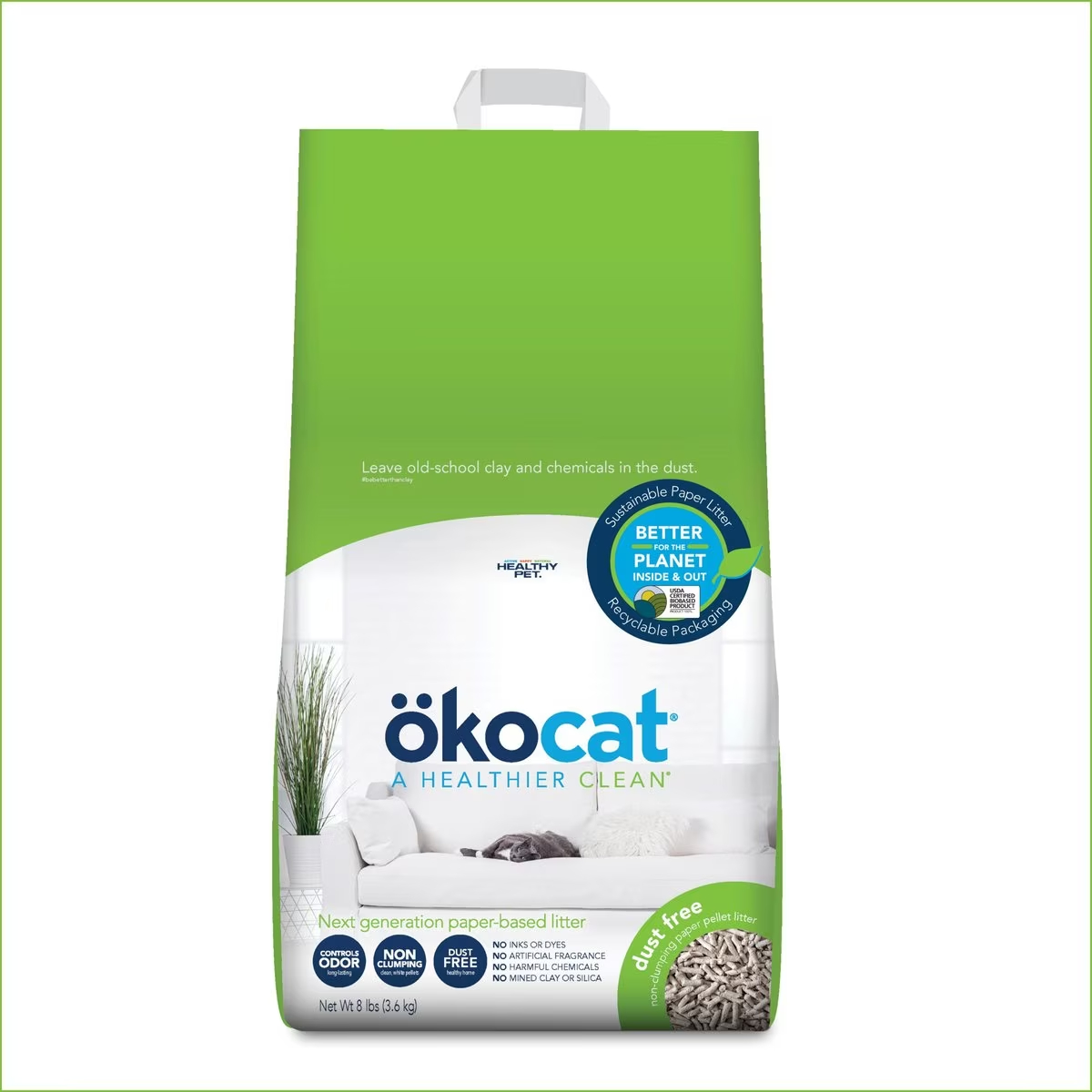 Okocat Natural Unscented Non-clumping Paper Cat Litter